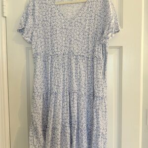 J. Crew Blue and White Floral Dress